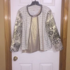 Chico’s holiday blazer w/shell Black, cream & gold